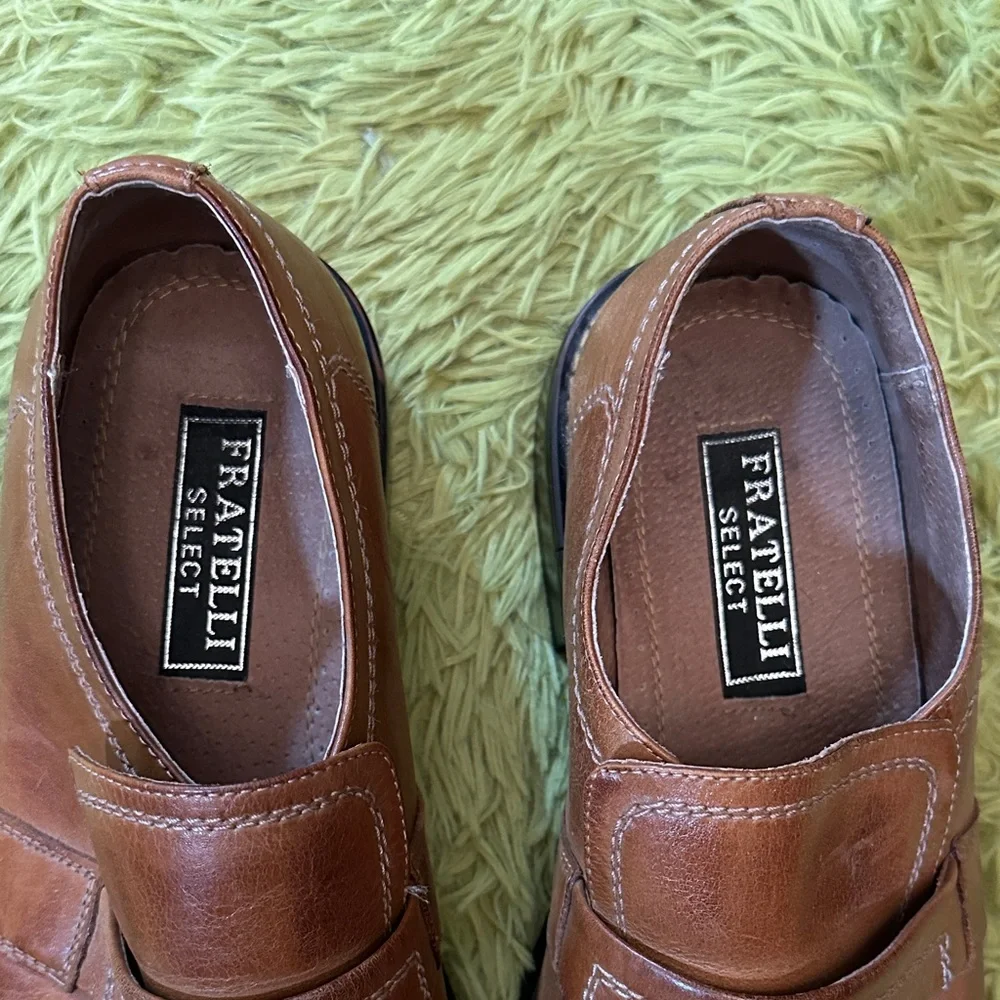 Brown Leather Slip-On Loafers Men’s Classic Dress Casual Shoes Size 11